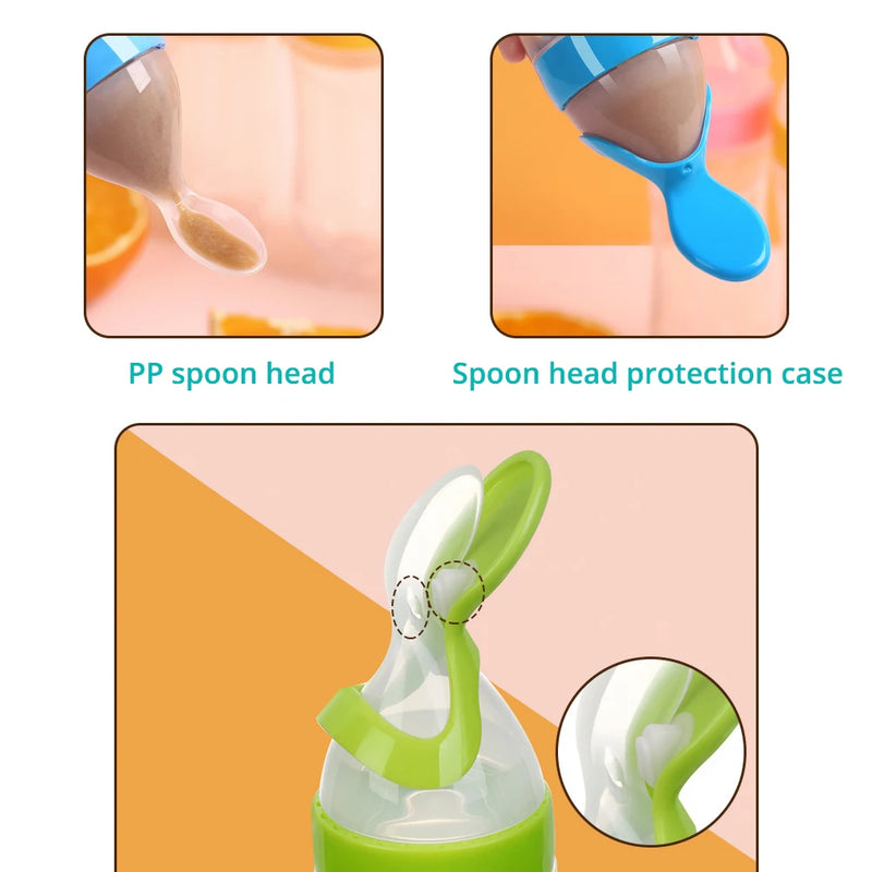 Silicone Baby Bottle with Spoon