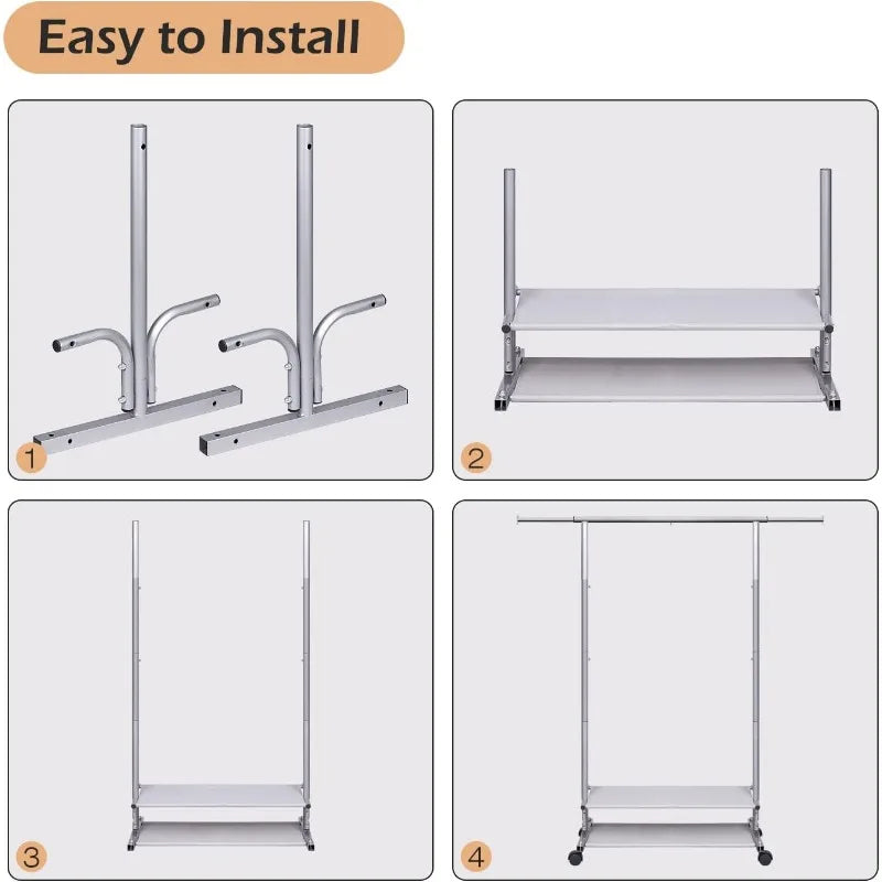 2-Tier Rolling Clothes Rack