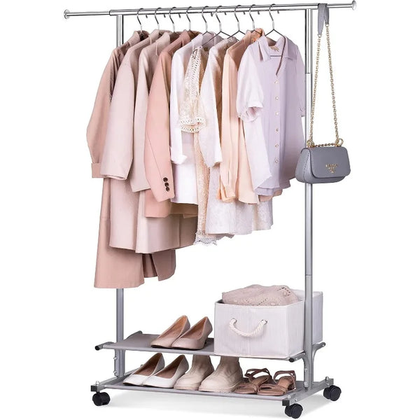 2-Tier Rolling Clothes Rack