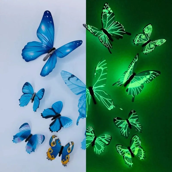 12Pcs 3D Luminous Butterfly Wall Stickers