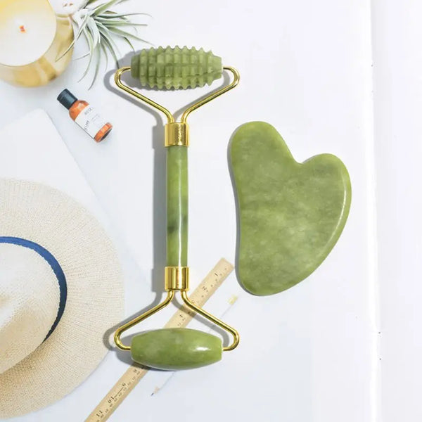 Jade Gua Sha & Roller Set