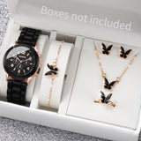 5/6PCS Women's Silicone Band Watch Set