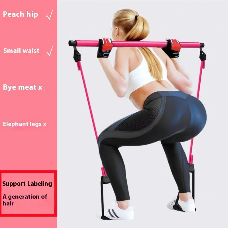 Pilates Fitness Stick with Elastic Rope