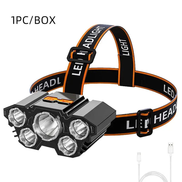 LED 5-Head Waterproof Fishing Headlamp