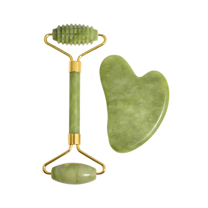 Jade Gua Sha & Roller Set