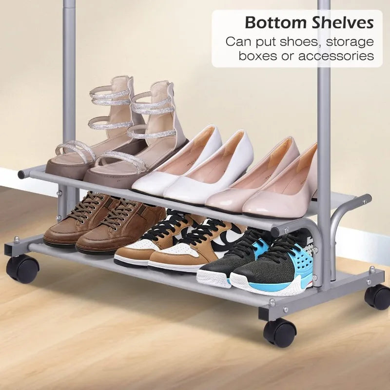 2-Tier Rolling Clothes Rack